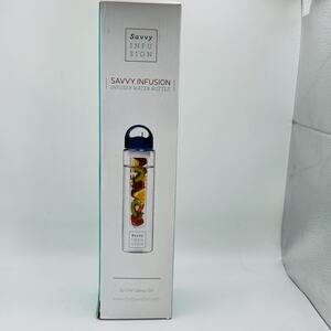 Savvy Infusion Infuser Water Bottle 32oz Tritan Plastic with Blue Lid New In Box